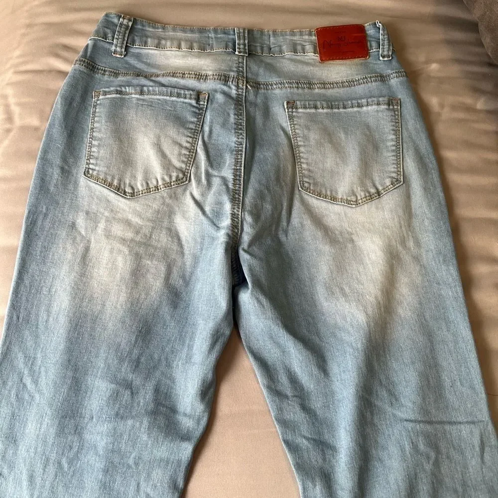 Nany‎ Jeans Womens 10 Cotton Blend Light Wash High Rise Ripped Jeans